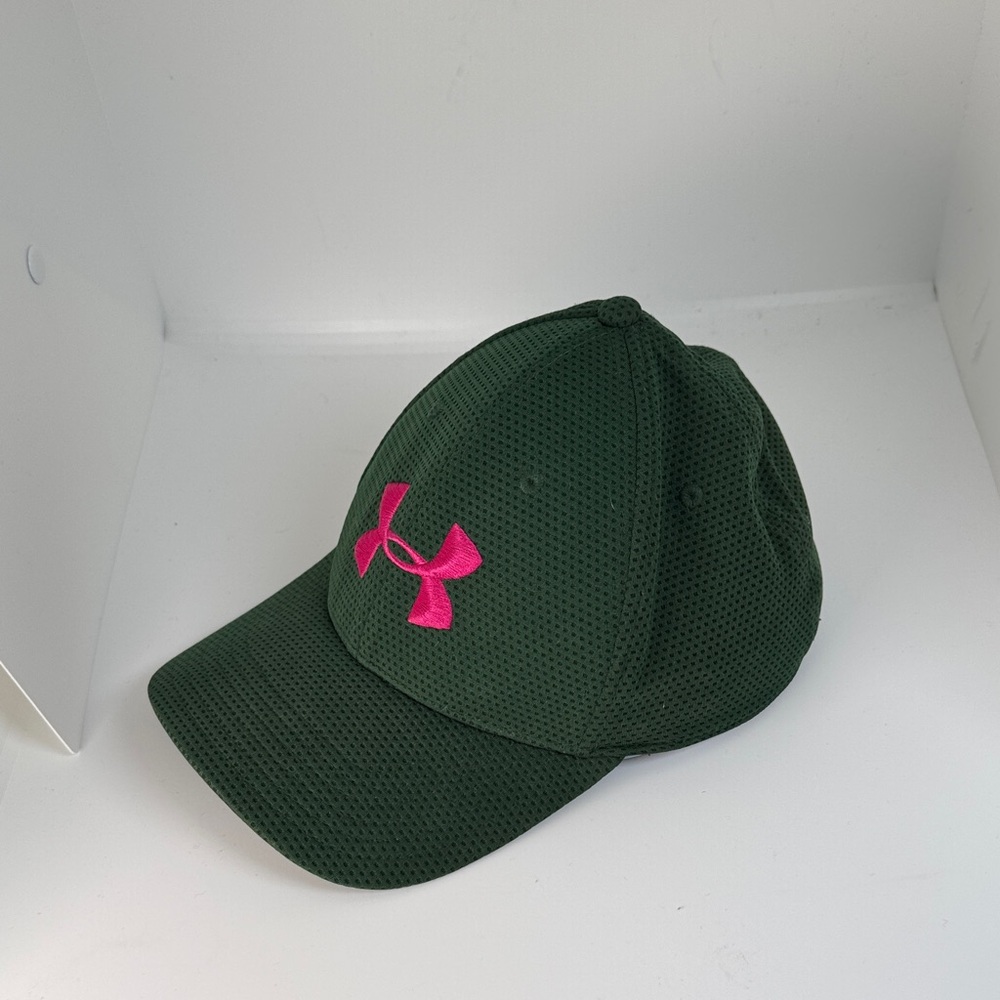 Under Armour Dark Green Hat with Bright Pink Logo